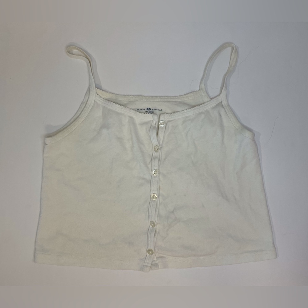 Brandy Melville Women’s Cream Button-Up Cropped Top Size XS-S‎